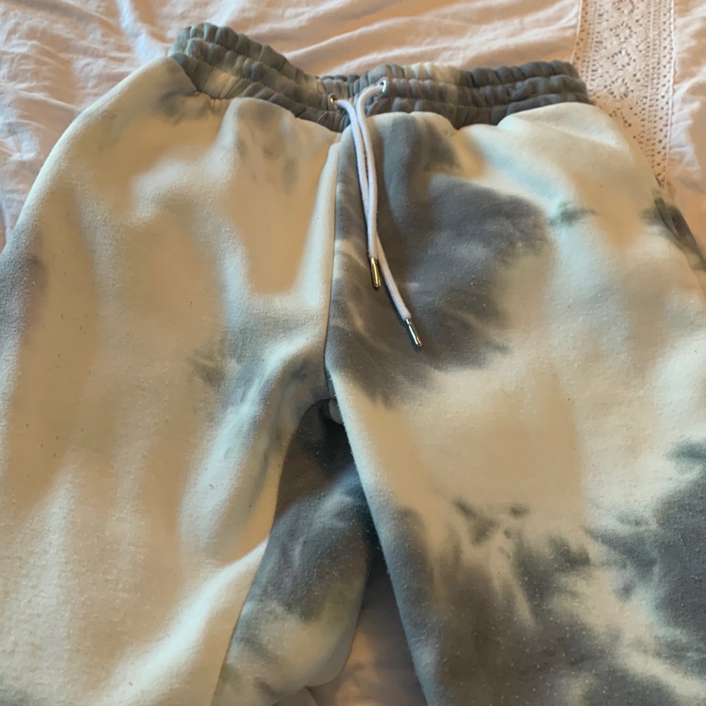 Grey and White Tie-dye sweatpants